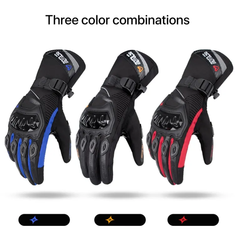 1-Pair MOTOLSG Motorcycle Riding Waterproof Winter Warm Gloves, Size:M(Black Blue)