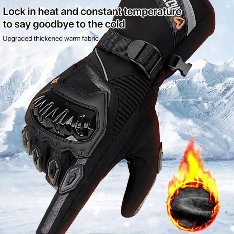 1-Pair MOTOLSG Motorcycle Riding Waterproof Winter Warm Gloves, Size:M(Black Blue)