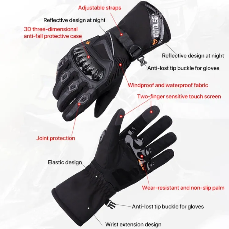 1-Pair MOTOLSG Motorcycle Riding Waterproof Winter Warm Gloves, Size:M(Black Blue)