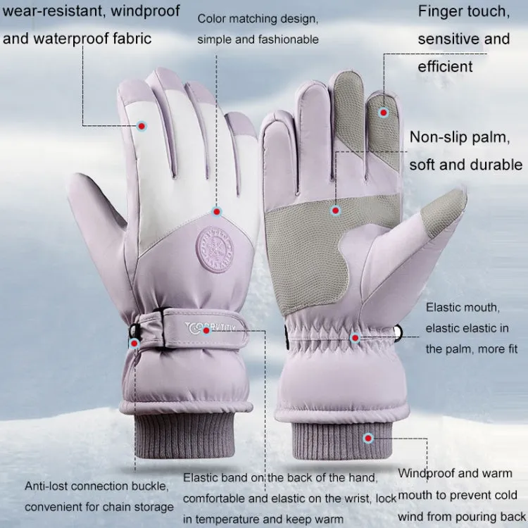 1 Pair Outdoor Cycling Sports Cold and Windproof Warm Finger Gloves, Style: Female Type (Gray Pink)