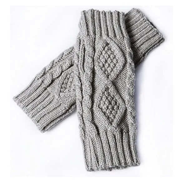 2-Pairs: Women's Winter Warm Knit Fingerless Gloves