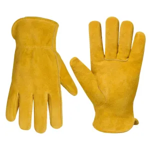 A2421 Cowhide High Temperature Welding Gloves Insulated Aluminum Foil Anti-Heat Gloves(M Yellow)