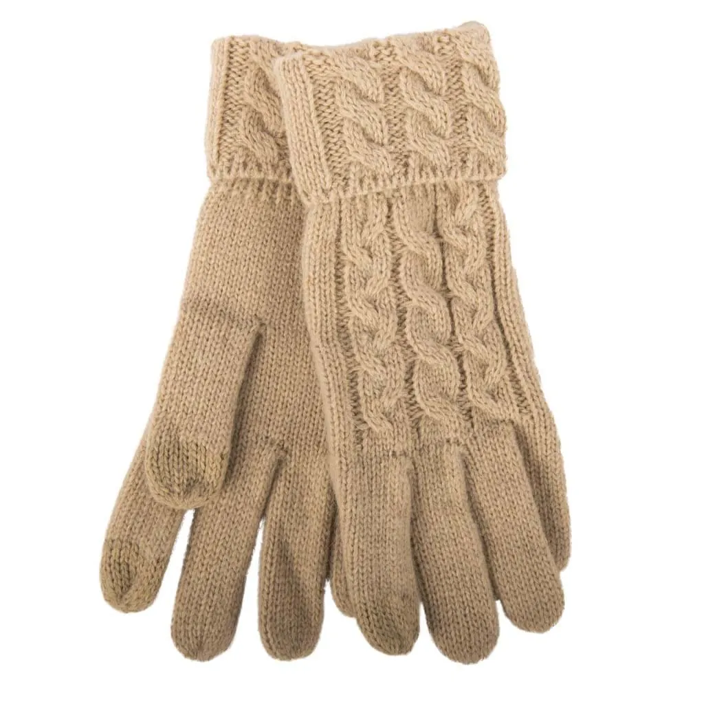 Aran Cable Cuff Fine Knit Gloves