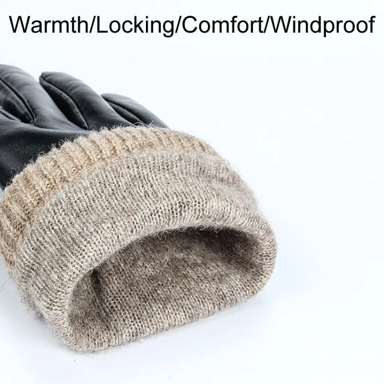 Autumn And Winter Padded Leather Gloves Business Simple Outdoor Sports Warm Gloves, Size: L(Black)