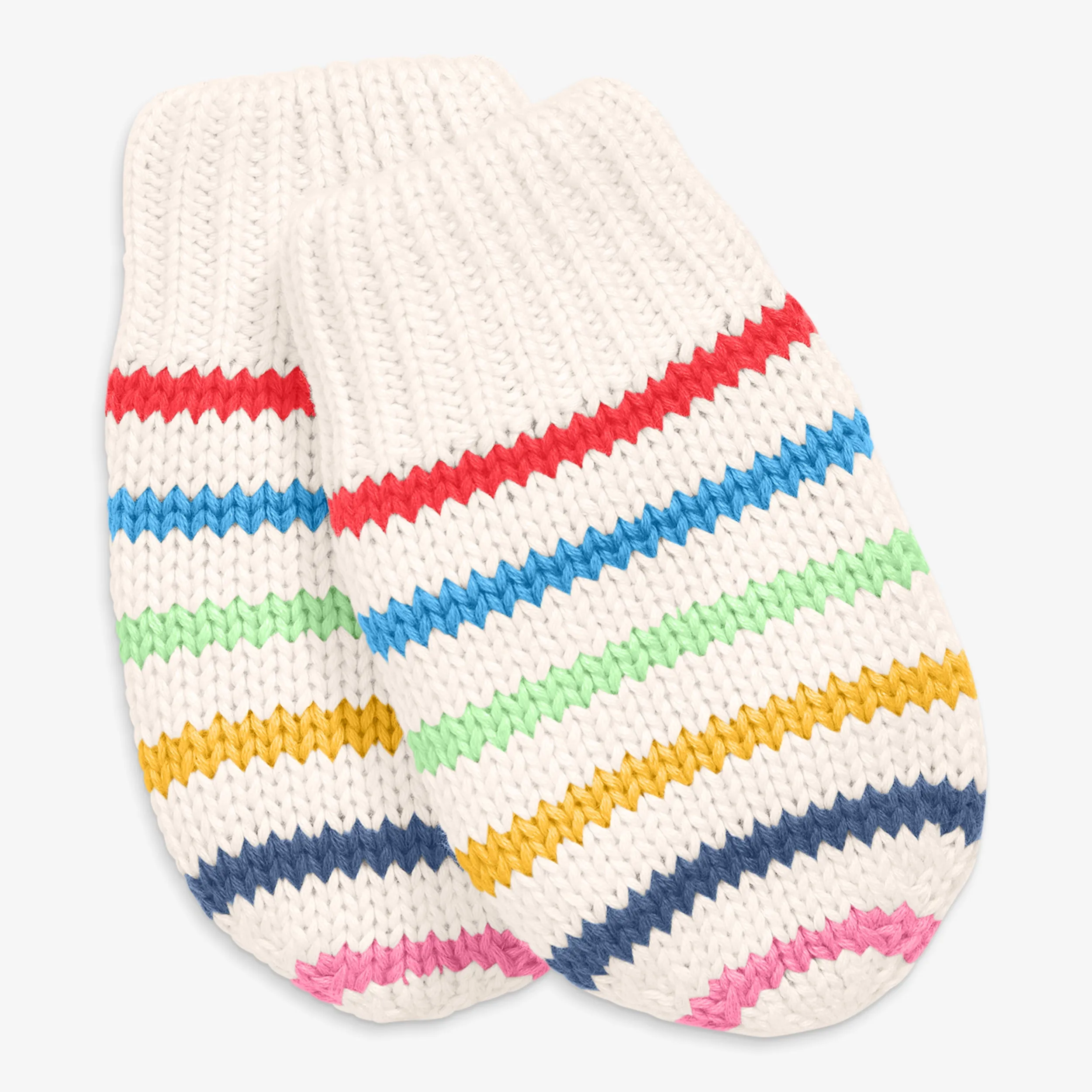 Baby fleece-lined mittens in rainbow stripe