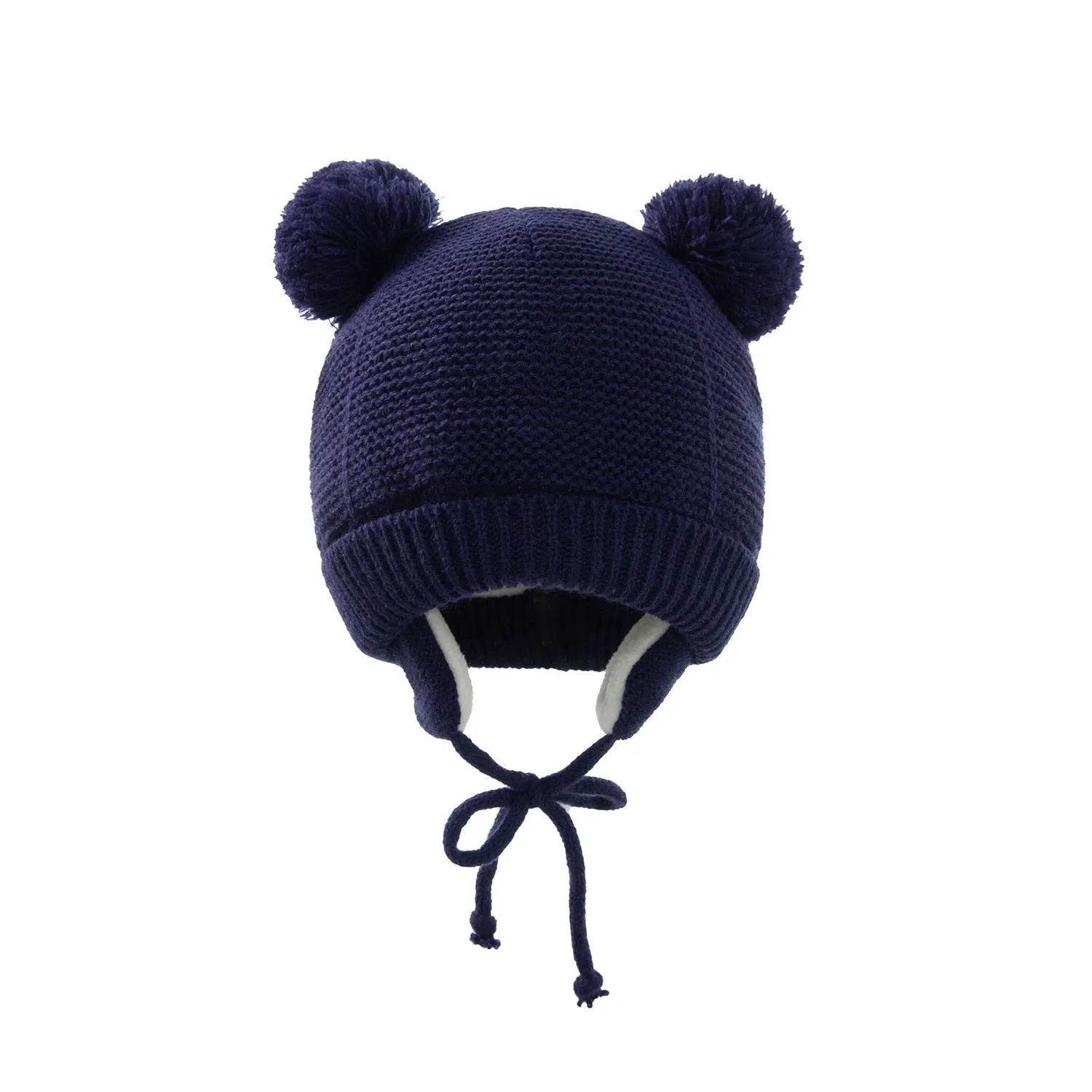 Baby Kids Girls Boys Winter Warm Knit Hat Ear Solid Warm Cute Glove 2pcs Lovely Beanie Cap With Hair Ball