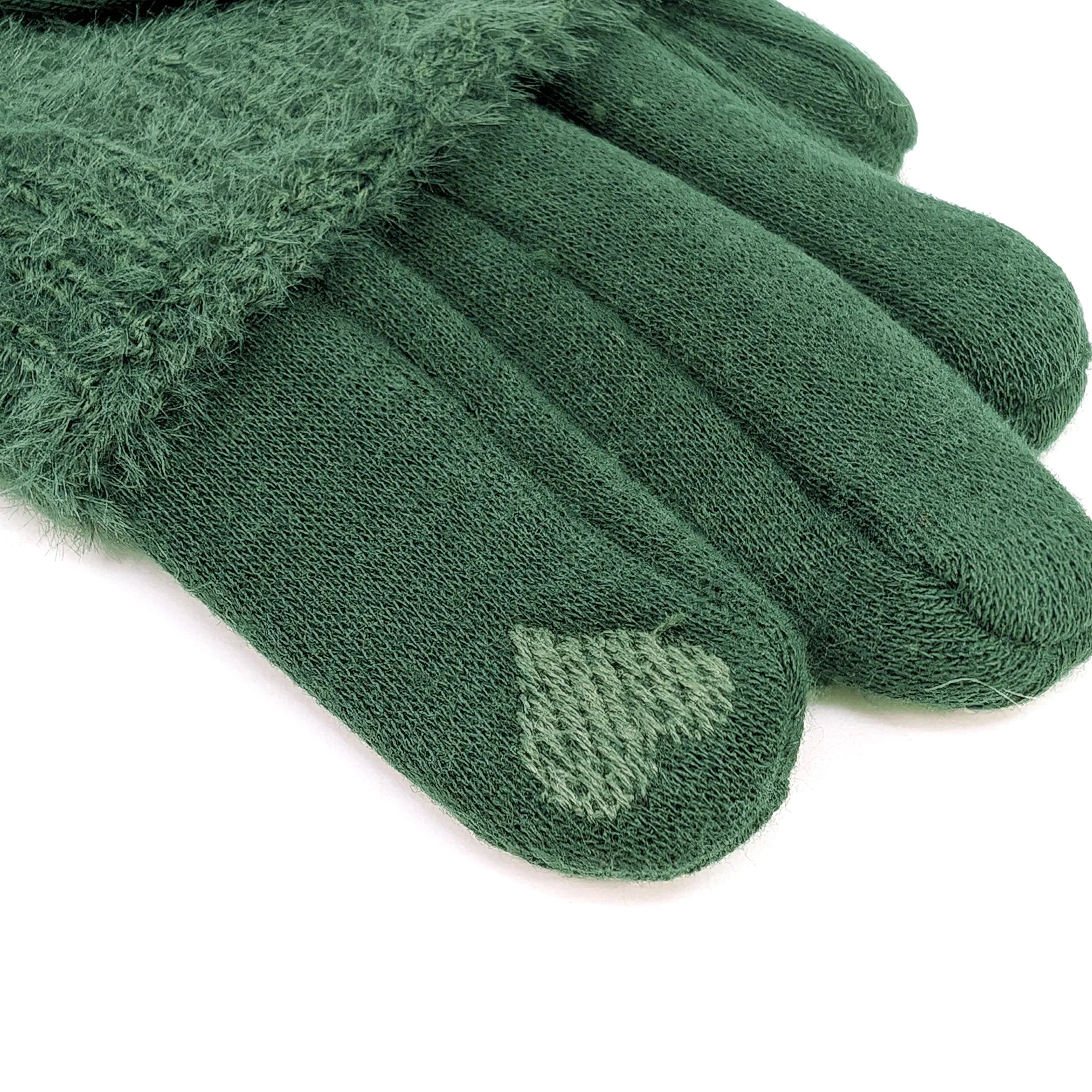 Black Ginger Hunter Green Faux Fur Two in One Gloves - 800-590