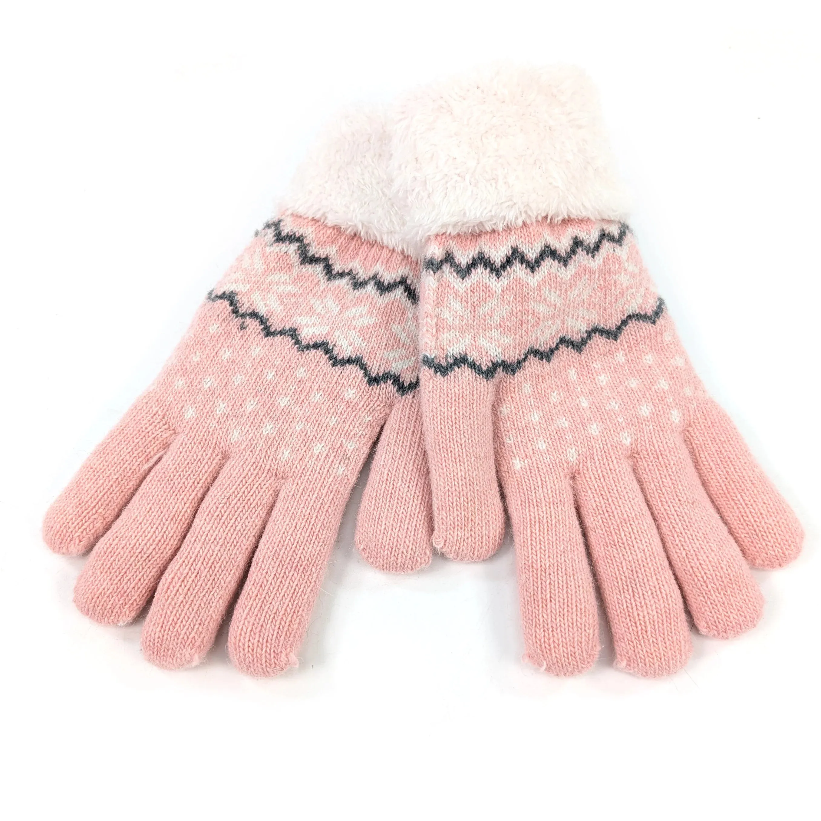 Black Ginger Pink Fluffy Nordic Gloves - 800-630