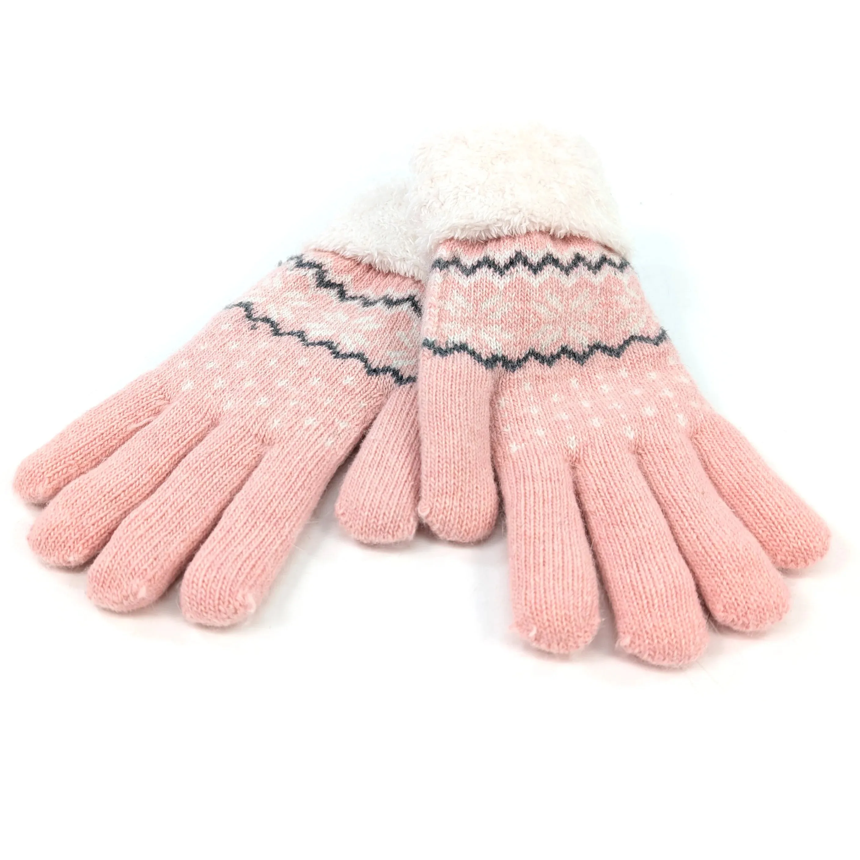 Black Ginger Pink Fluffy Nordic Gloves - 800-630