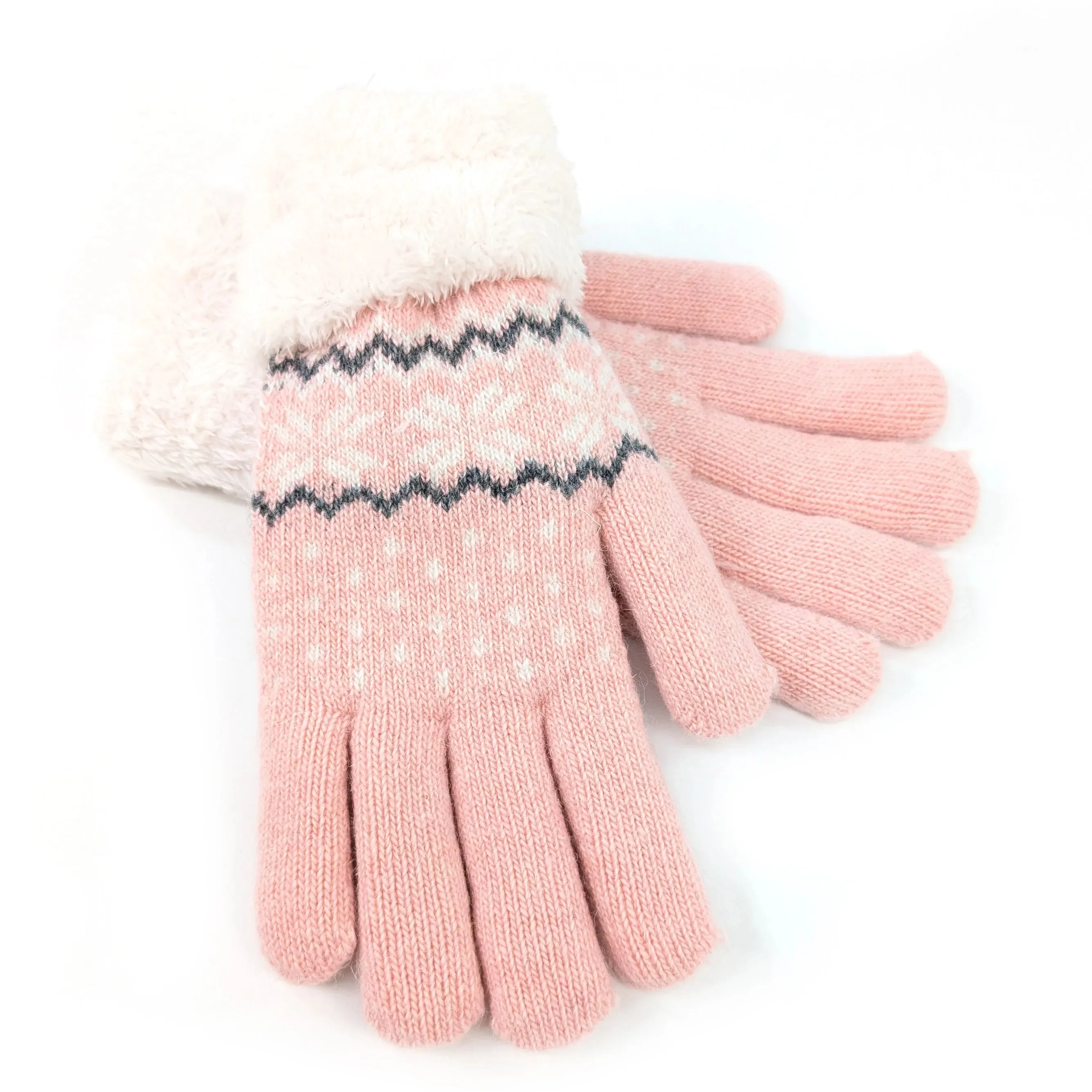 Black Ginger Pink Fluffy Nordic Gloves - 800-630