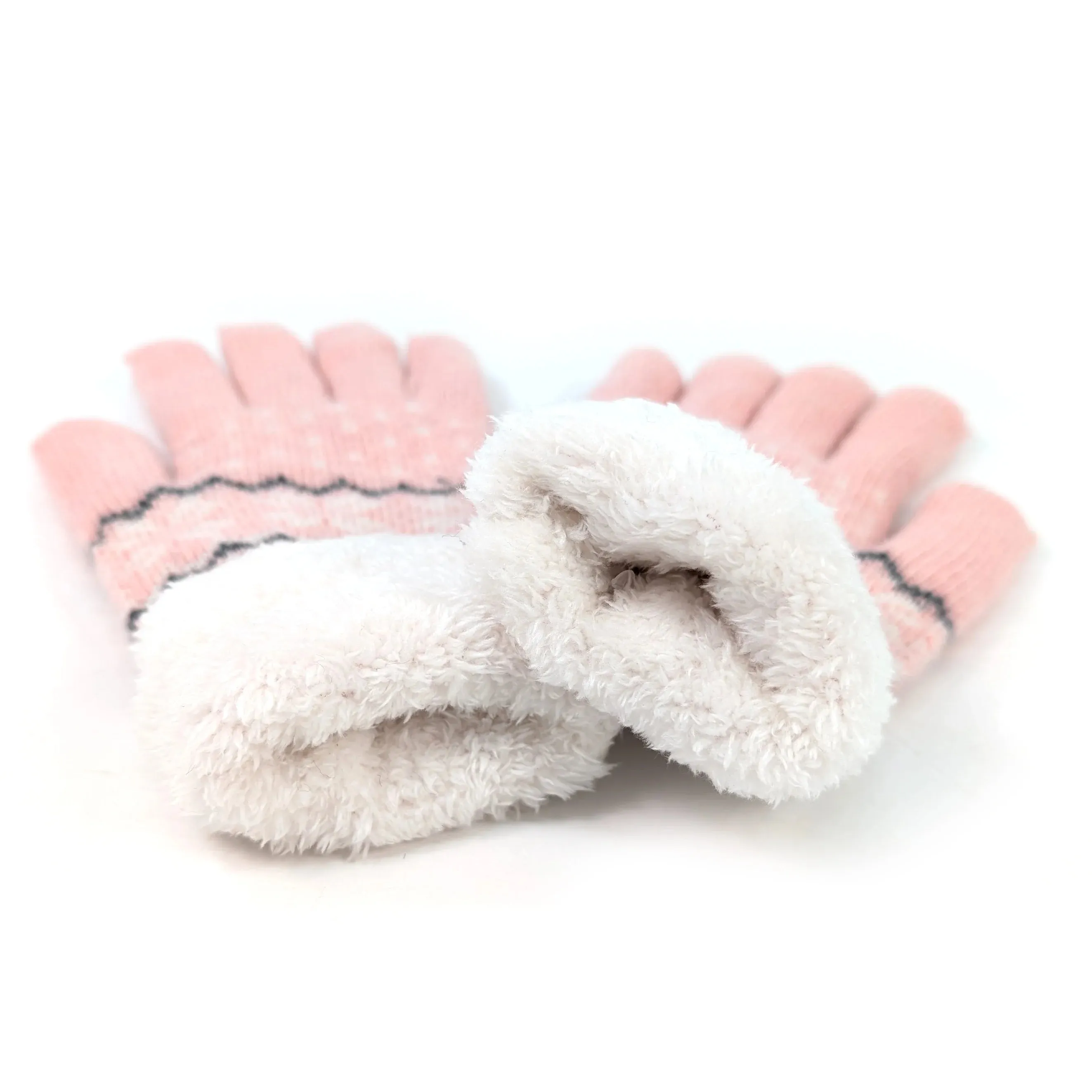 Black Ginger Pink Fluffy Nordic Gloves - 800-630