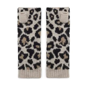 Cashmere wrist warmers in classic leopard print