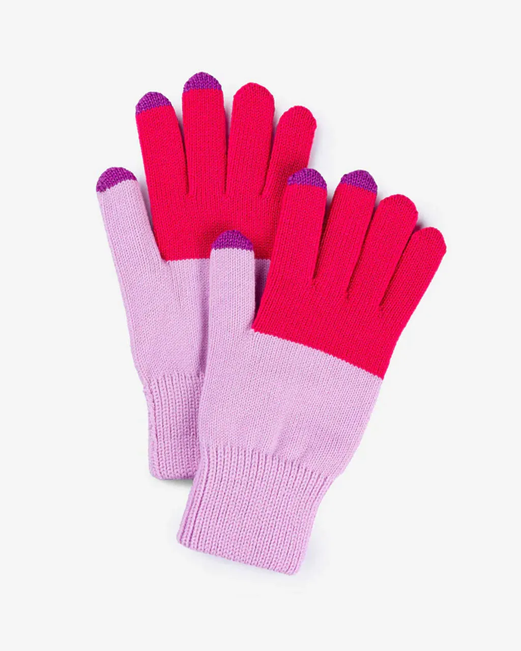 Colorblock Touchscreen Gloves - Fuchsia   Lilac