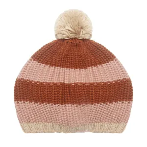 Cozy Striped Knitted Beret Pink