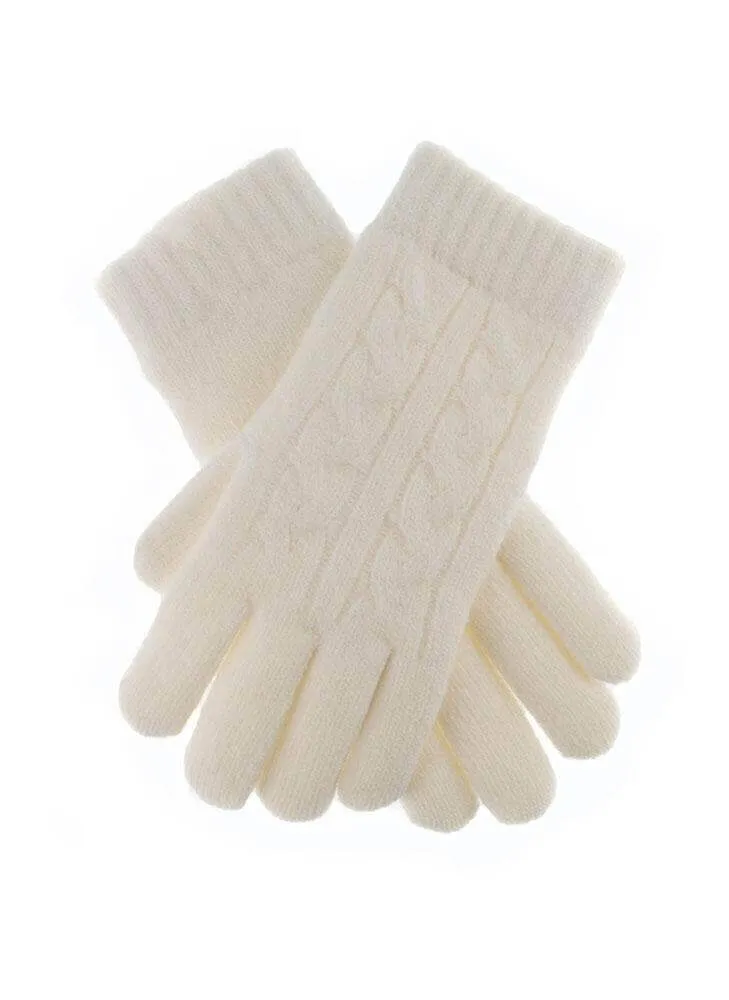 DENTS Womens Cable Knit Yarn Lined Gloves - Berry - One Size