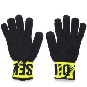 Diesel Boys Black Gloves With Yellow Text