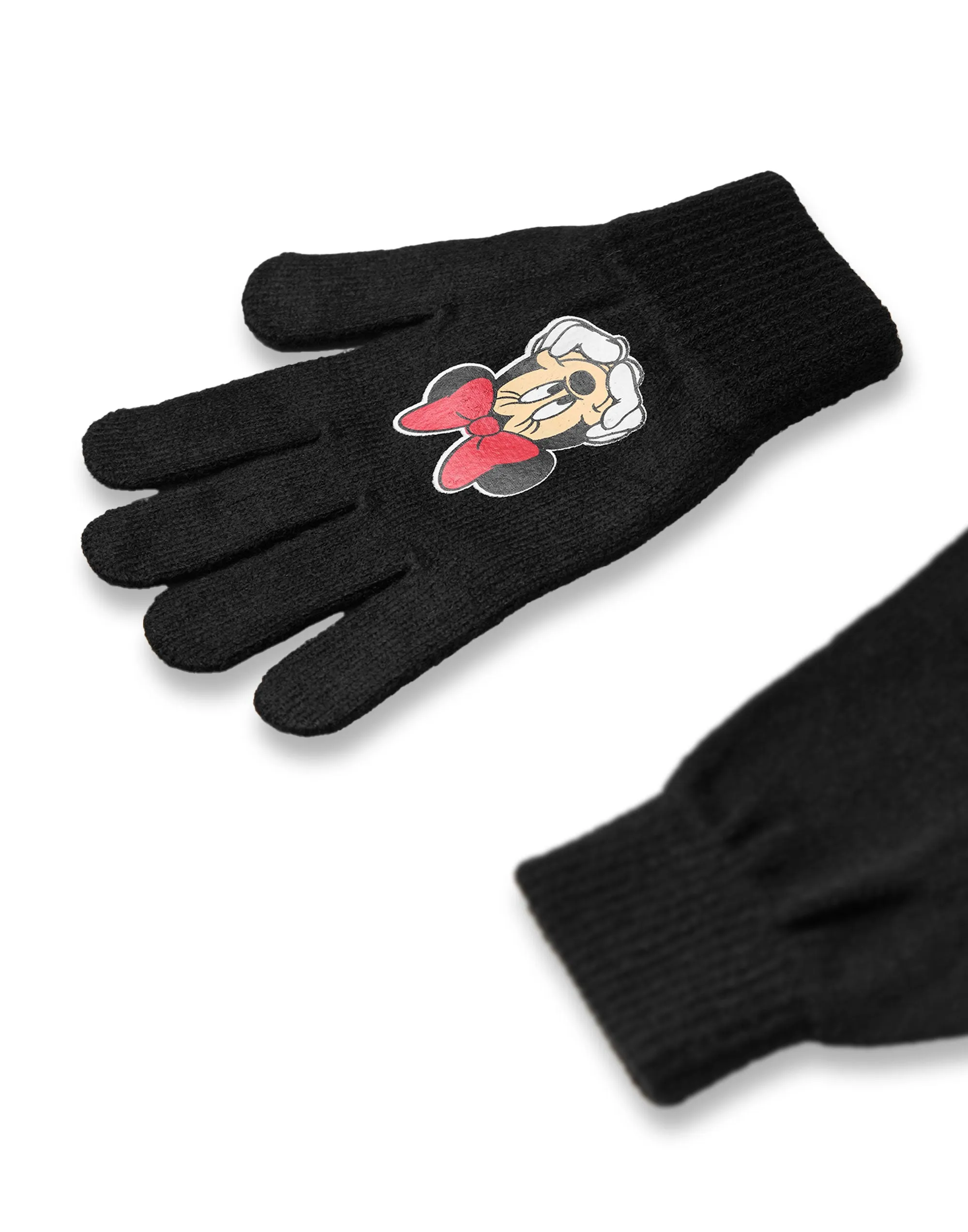 Disney Minnie Mouse Girls Beanie Hat & Gloves Set