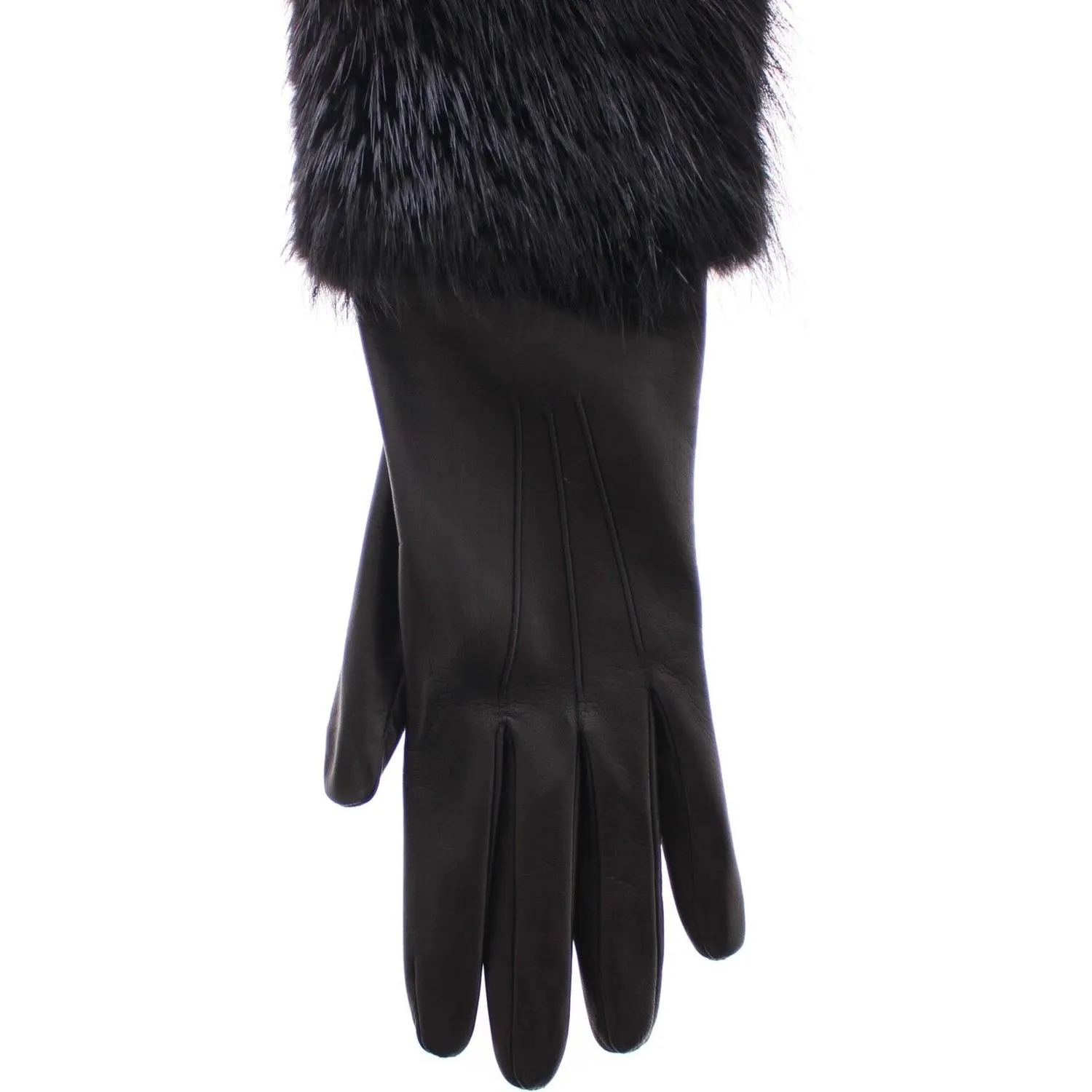 Dolce & Gabbana Elegant Elbow-Length Beaver Fur Gloves