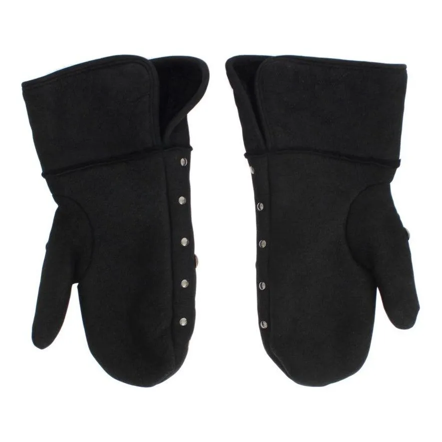 Dolce & Gabbana Elegant Studded Gray Wool Gloves