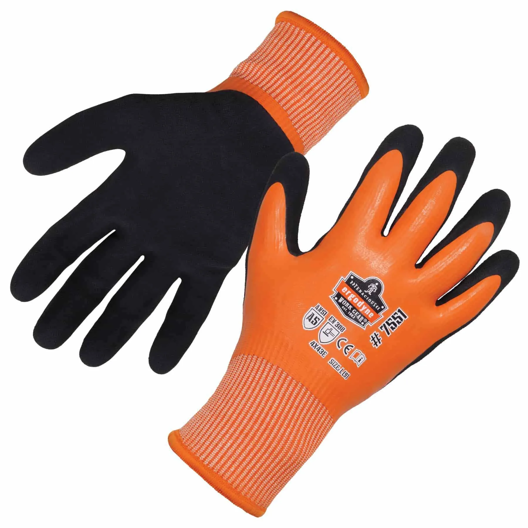 Ergodyne 17675 7551 XL Orange ANSI A5 Coated Waterproof CR Gloves