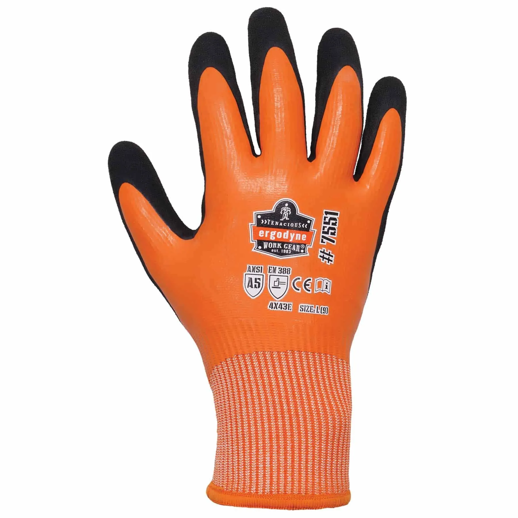 Ergodyne 17675 7551 XL Orange ANSI A5 Coated Waterproof CR Gloves