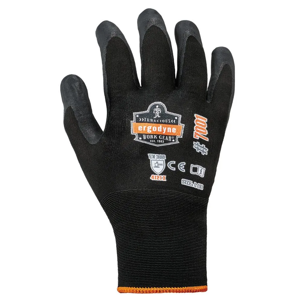 Ergodyne 17951 #7001 XS Black Nitrile Coated Gloves