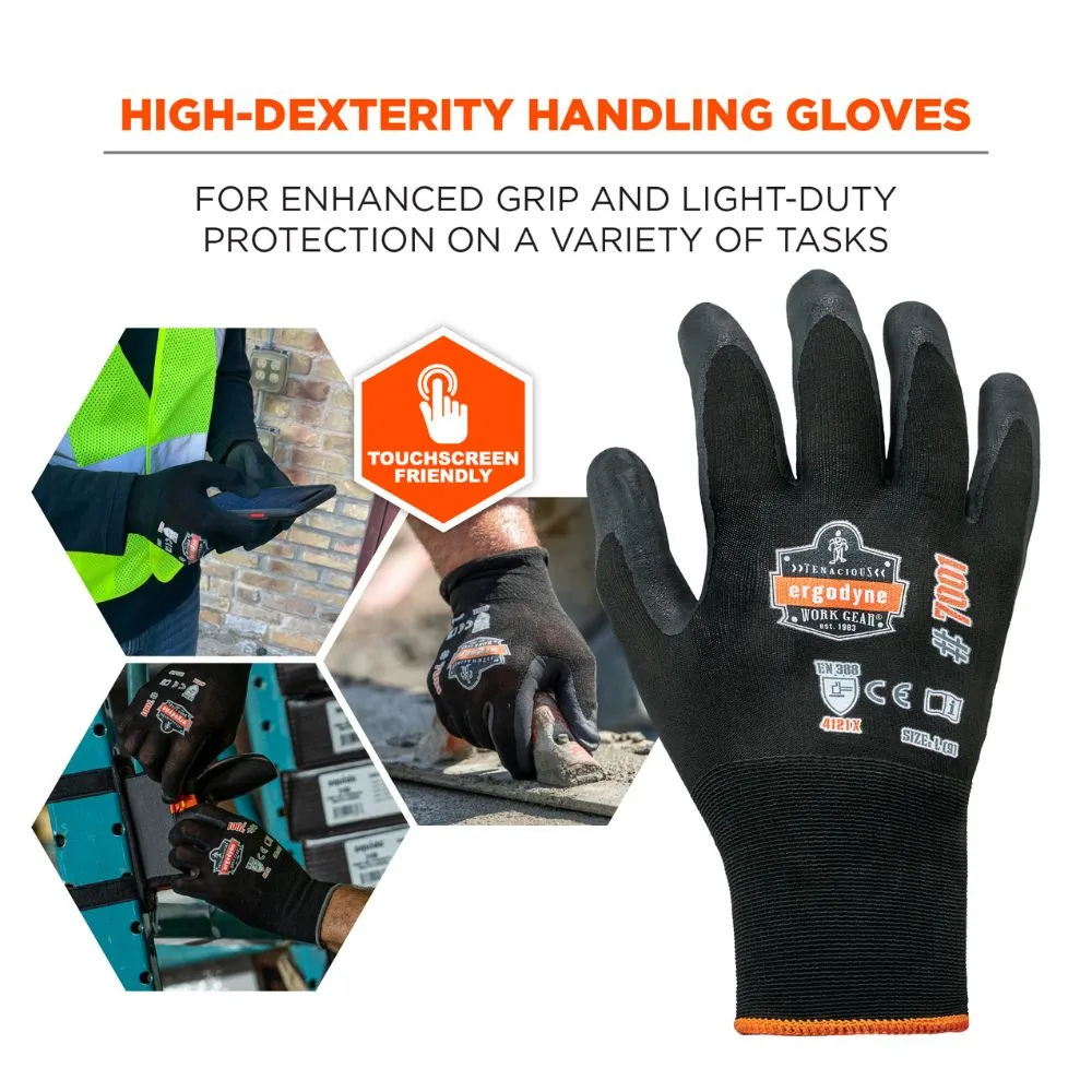 Ergodyne 17951 #7001 XS Black Nitrile Coated Gloves