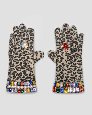 Gloves | Jungle Leopard Print Jeweled | Super Smalls