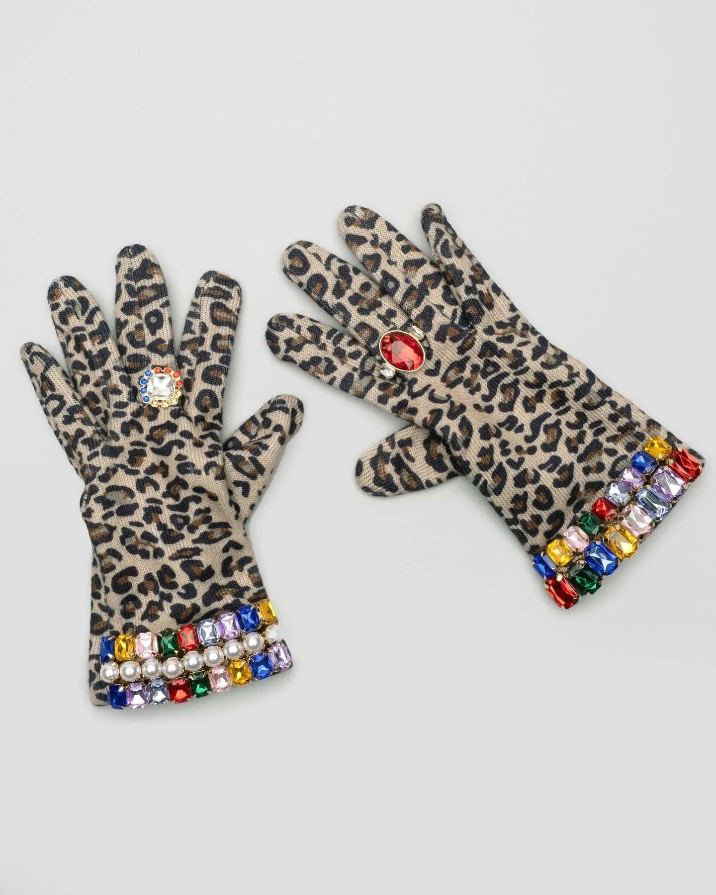 Gloves | Jungle Leopard Print Jeweled | Super Smalls