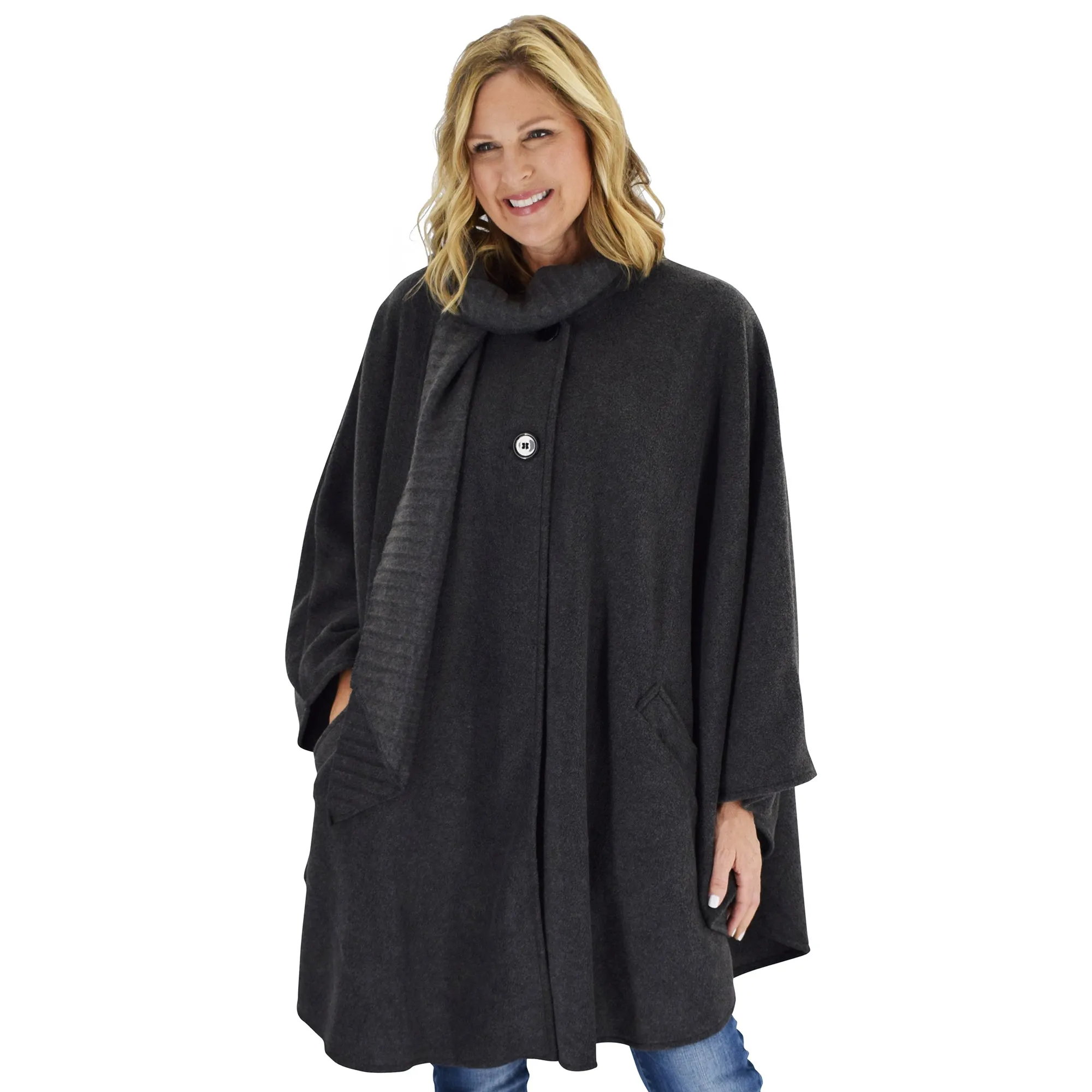 Hannah Cozy Coat Cape with Attached Scarf, and Gloves Set