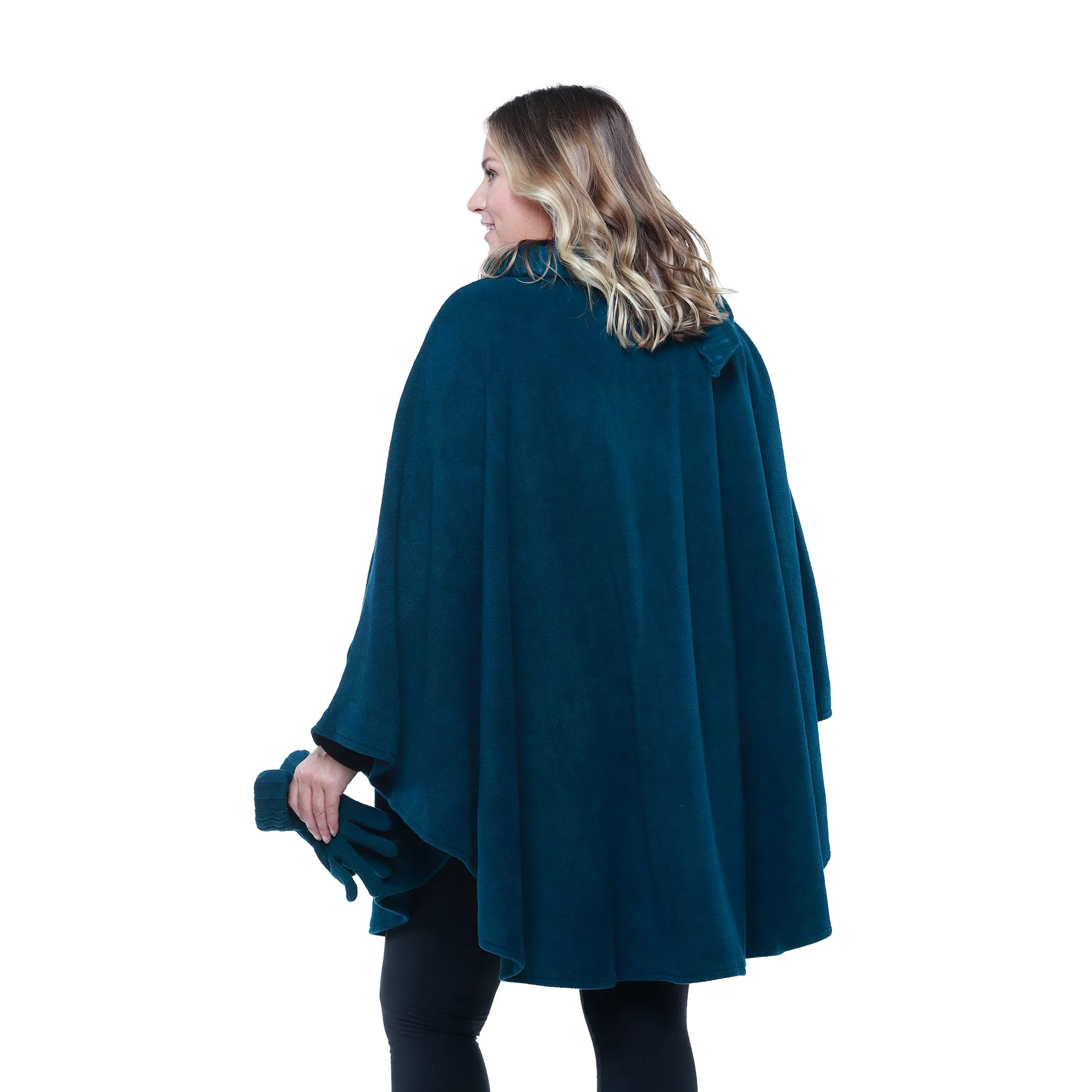 Hannah Cozy Coat Cape with Attached Scarf, and Gloves Set