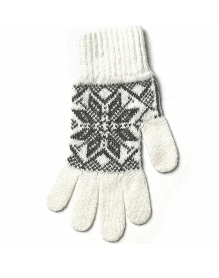 Ladies mittens – Scandinavian pattern - White