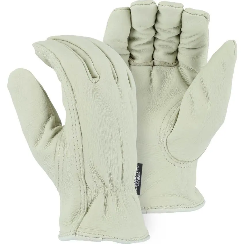 Leather Drivers Glove - Pigskin, Winter Lined, Keystone Thumb, Shirred Back, Majestic (PK 12 Pairs)