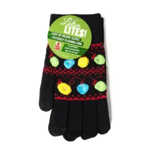 Lots A Lights Holiday Light Up Gloves - Black & Red with Multi Color Lights