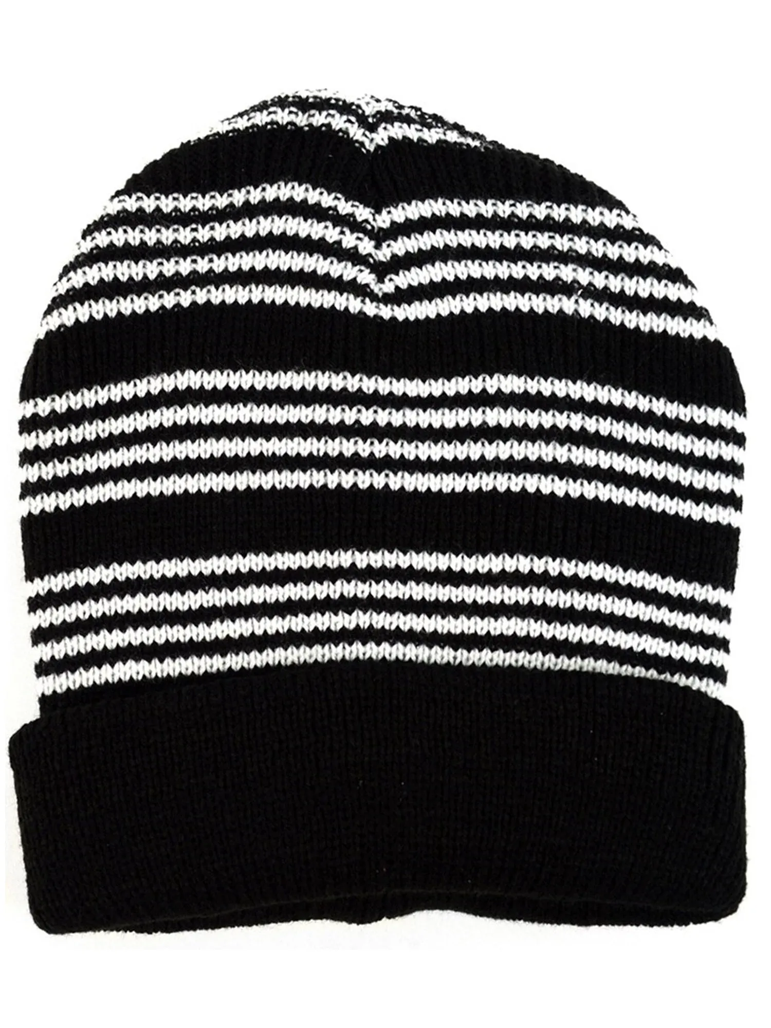 Men's Black & White Acrylic Knit Striped Scarf and Hat Set