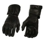 Milwaukee Leather Men's Black Leather Waterproof Gauntlet Motorcycle Hand Gloves-Extra Grip Reinforced Gel Palm SH813