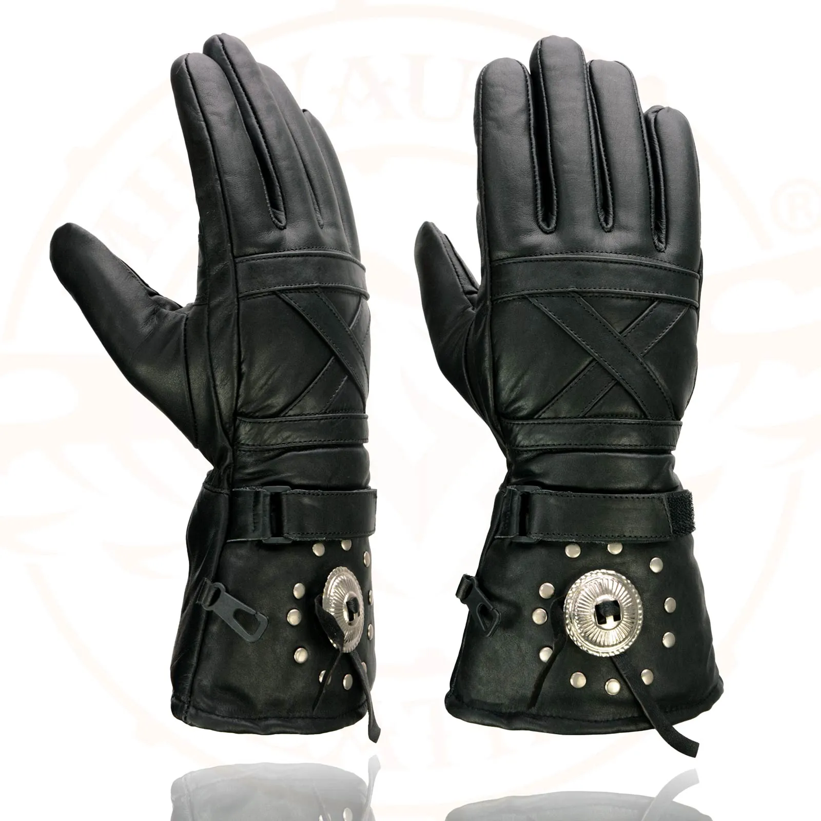 Milwaukee Leather SH231 Men's Black Leather Warm Gauntlet Motorcycle Cold Weather Gloves