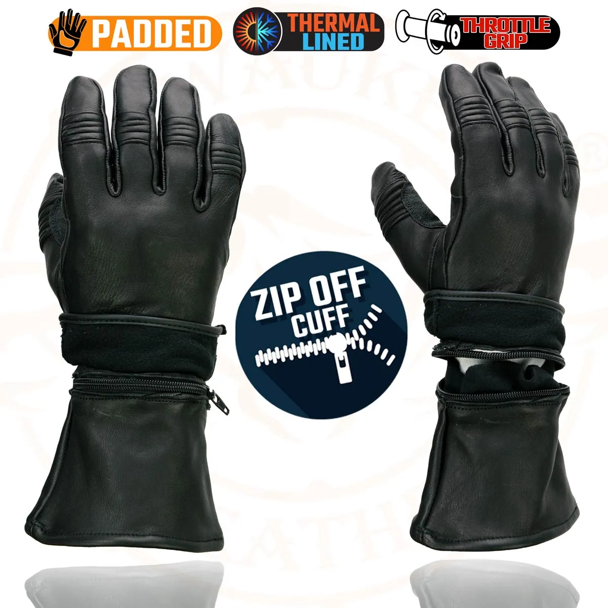 Milwaukee Leather SH852 Men's Black Deerskin Leather Gauntlet Motorcycle Thermal Lined Gloves