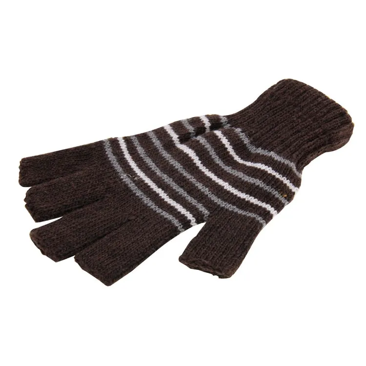 Outdoor Sport Electric Heated Half-Finger Knitted Gloves (Dark Brown)