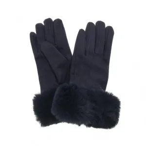 Park Lane Faux Fur Trim Gloves Navy