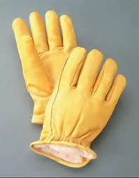 Radnor Large Yellow Deerskin Thinsulate Lined Cold Weather Gloves With Keystone Thumb, Slip On Cuffs, Double Stitched Hem And Shirred Elastic Wrist