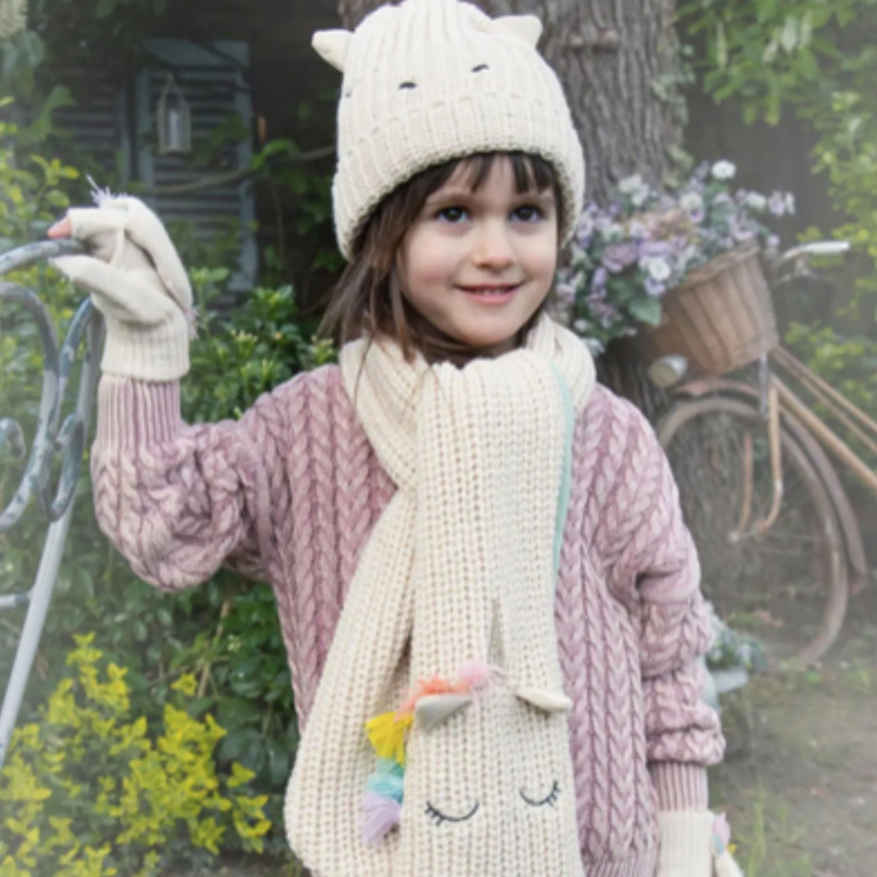 Rainbow Unicorn Knitted Gloves