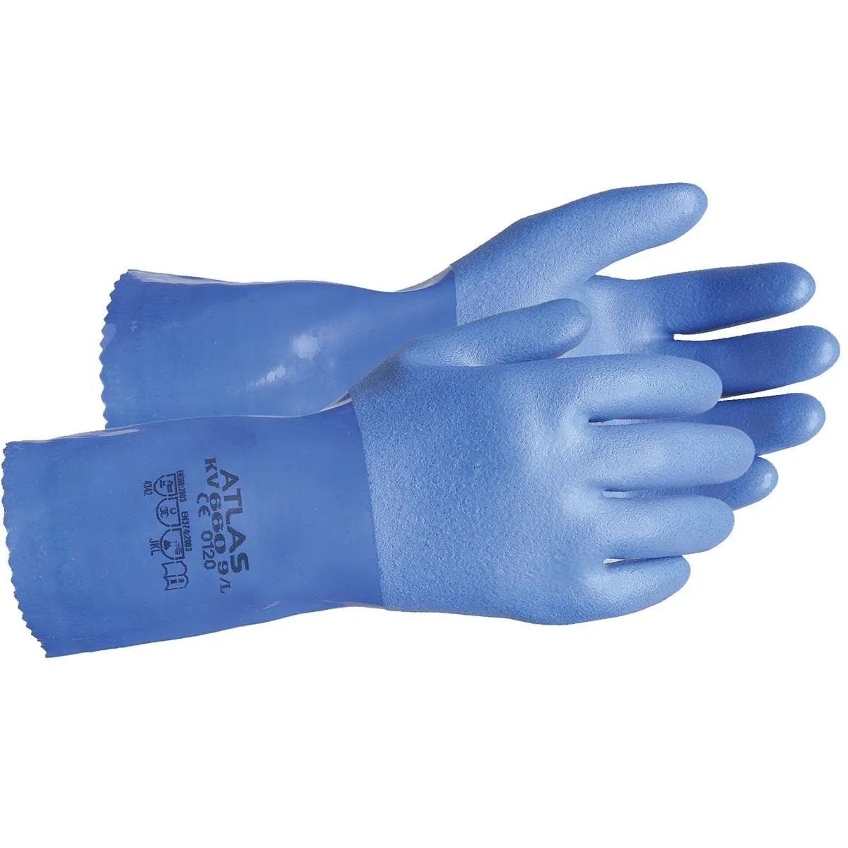 Showa Atlas 12" PVC-Coated Gloves with Cut-Resistant Lining