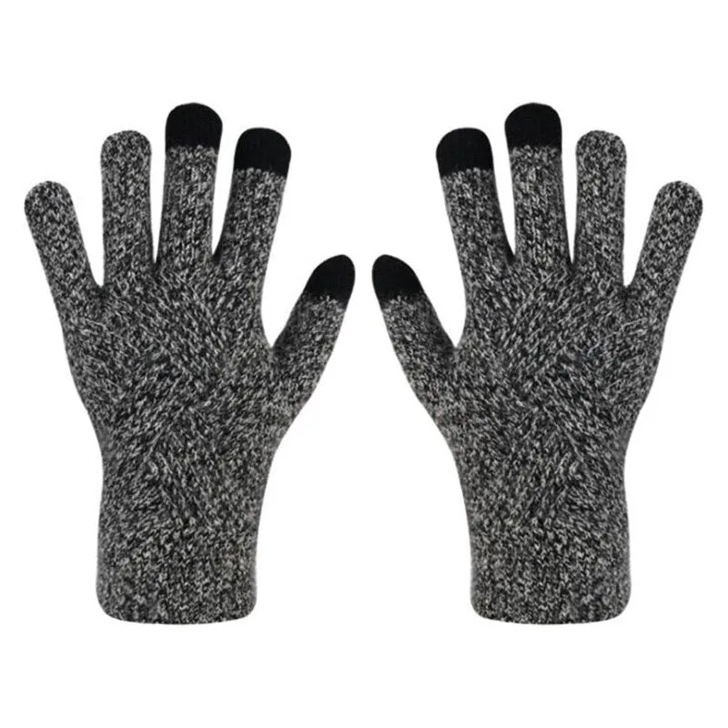 Solid Color Knitted Thick and Warm Full Finger Winter Gloves