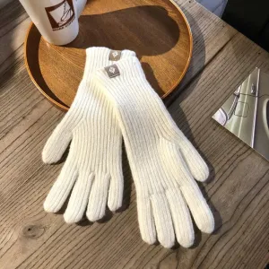 Solid-Colored Soft and Warm Knitted Winter Gloves