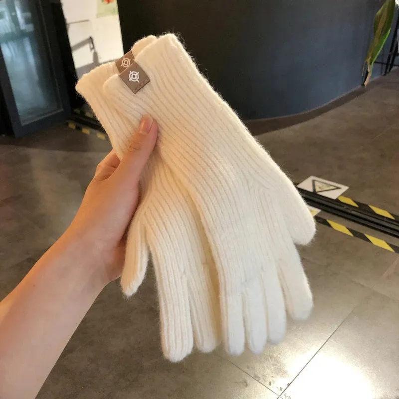 Solid-Colored Soft and Warm Knitted Winter Gloves