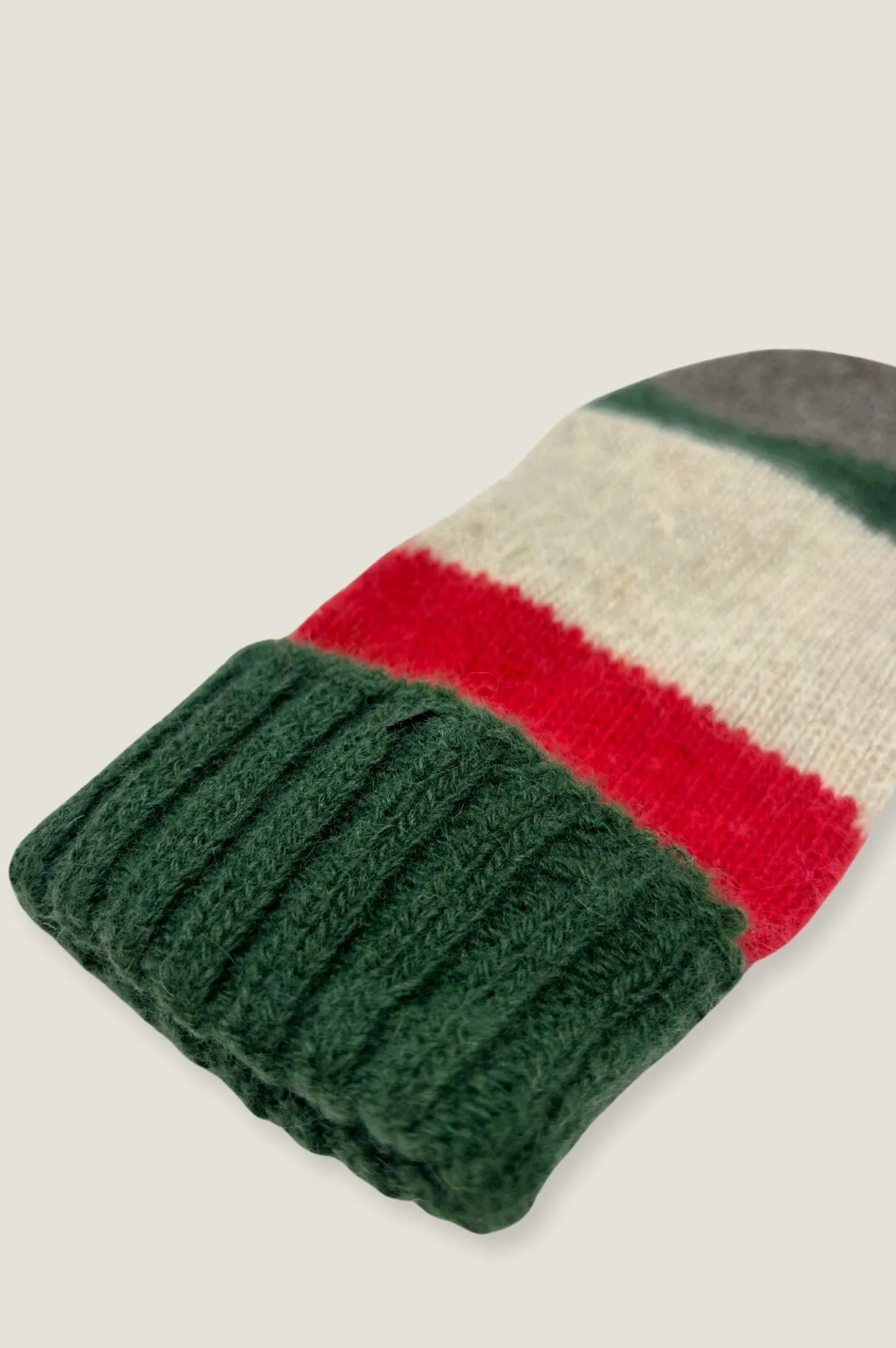 Striped Wool & Cashmere Mittens | Cream/Green/Red