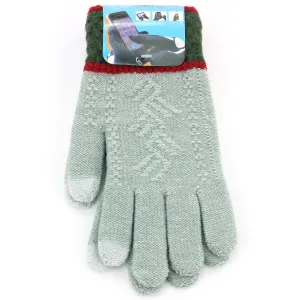 Two-Tone Touch Screen Gloves - Grey Green