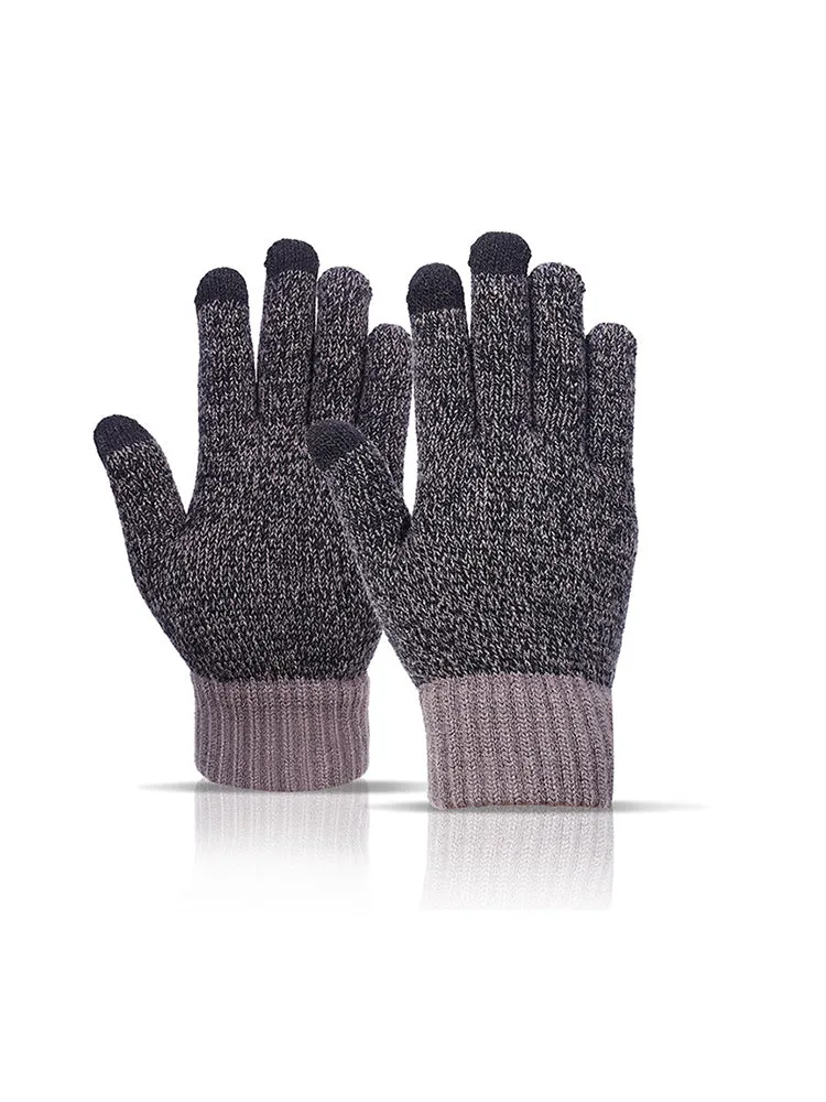 Warm Thickened Woolen Gloves Plus Size Fashionable Padded Knitted Gloves