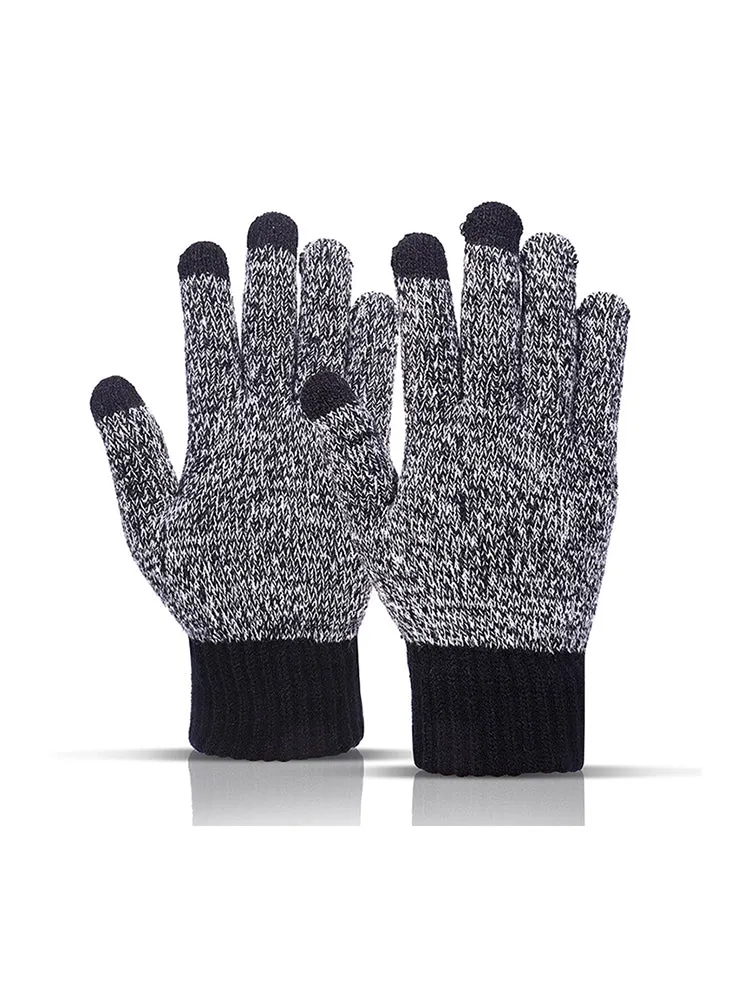 Warm Thickened Woolen Gloves Plus Size Fashionable Padded Knitted Gloves